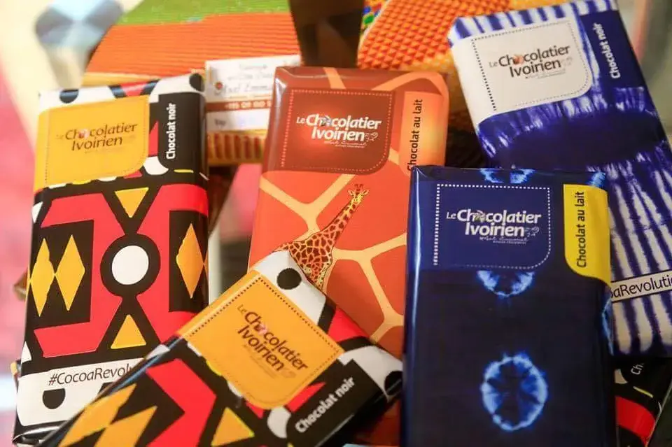Tablettes et produits chocolatés de la marque Le Chocolatier Ivoirien.