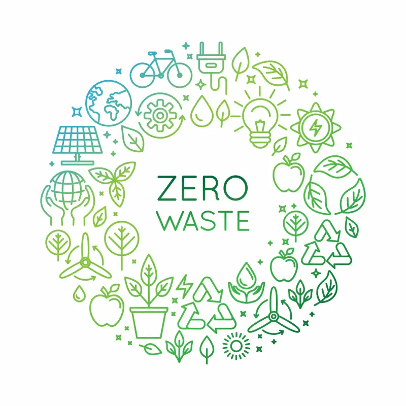 Logo Zéro Déchet formé de pictogrammes verts.