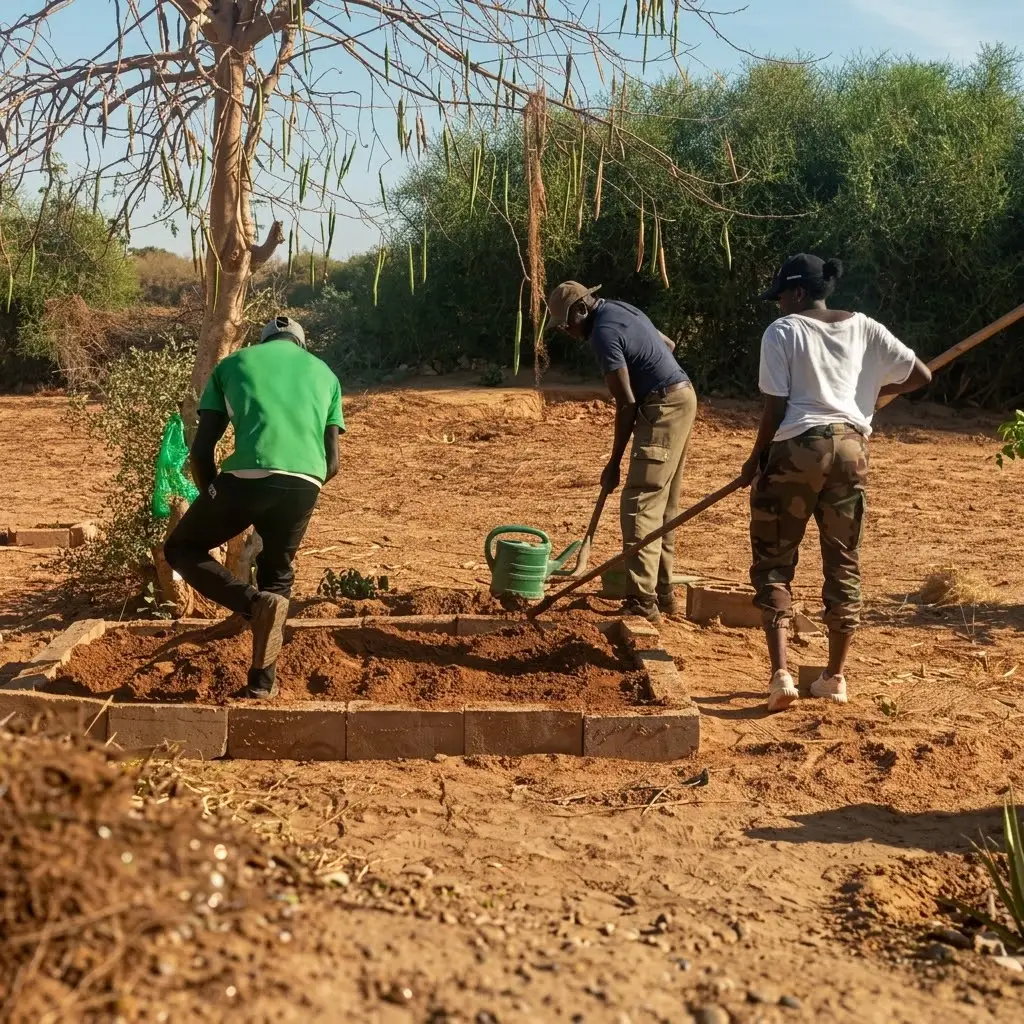 Préparation d’une parcelle de jardin en Afrique de l’Ouest