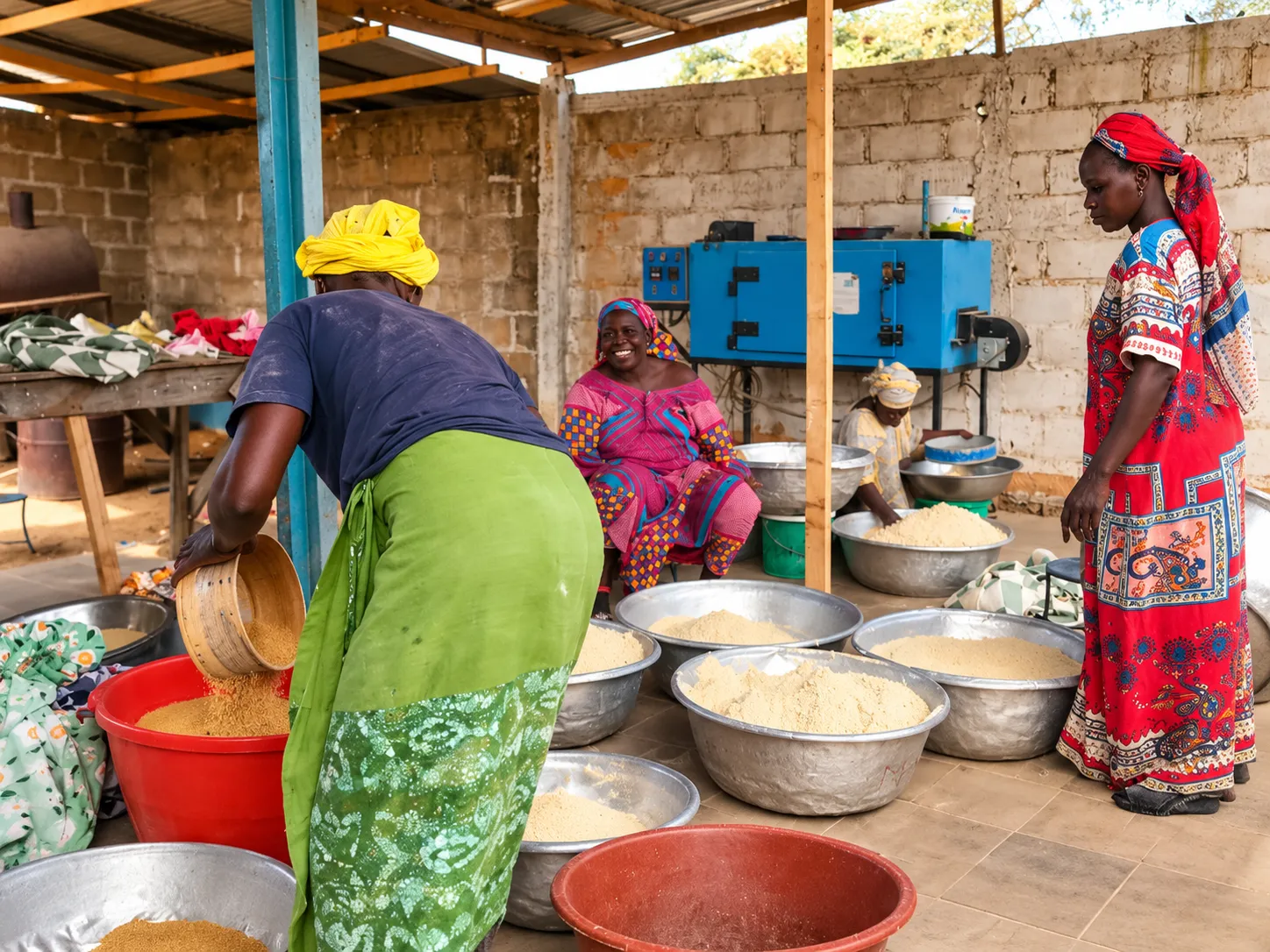Femmes du GIE FASS DIOM transformant la noix de cajou dans leur atelier à Thiès